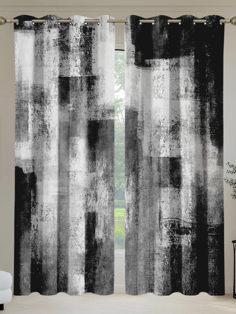 52"x84" Blackout Curtains - 2 panels Black, Gray and White Gradient